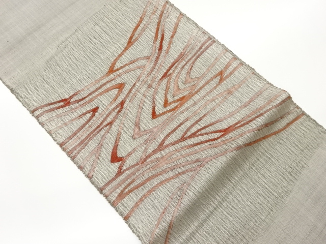 手織り紬抽象模様織出し名古屋帯